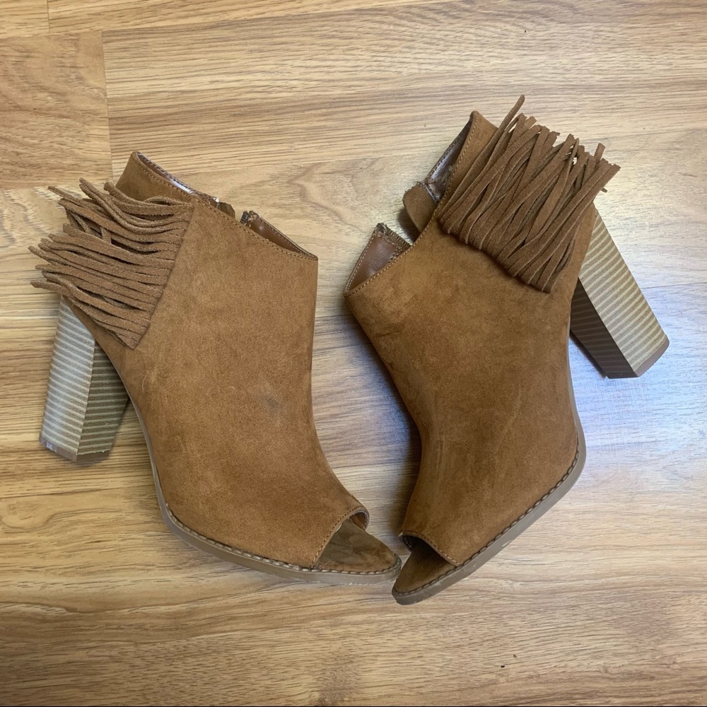 Express Open Toe Fringe booties size 9